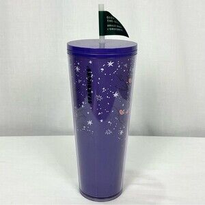 Starbucks Halloween Cold Cup Tumbler 2022 Tree & Eyes Glow in the Dark 24oz New